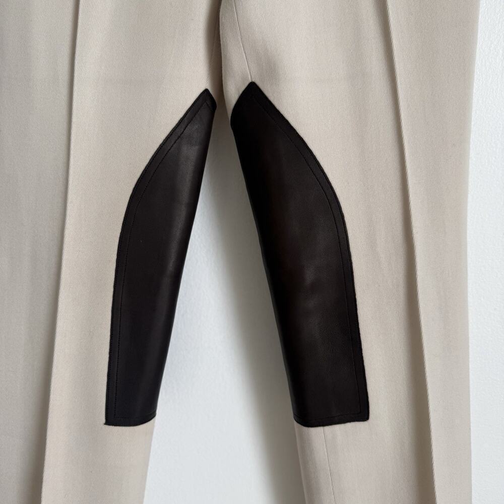 RALPH LAUREN PURPLE LABEL Equestrian Riding Pants Cream Wool Brown Knee Patch 6 - Picture 3 of 16